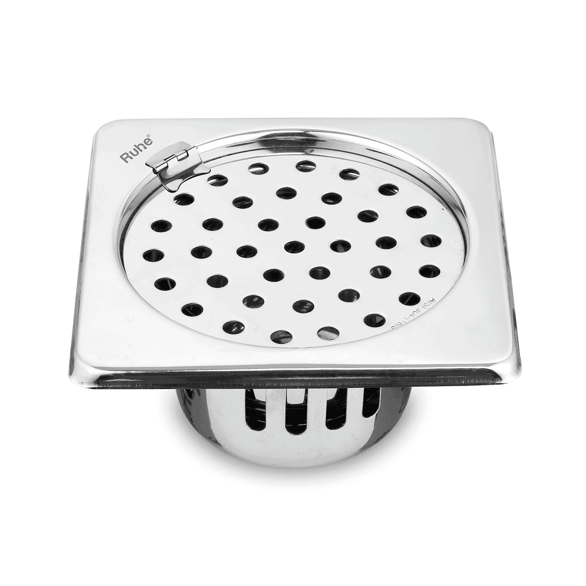 Air Square 304-Grade Floor Drain with Collar, Hinge & Cockroach Trap (5 x 5 Inches) - by Om Sri Balaji