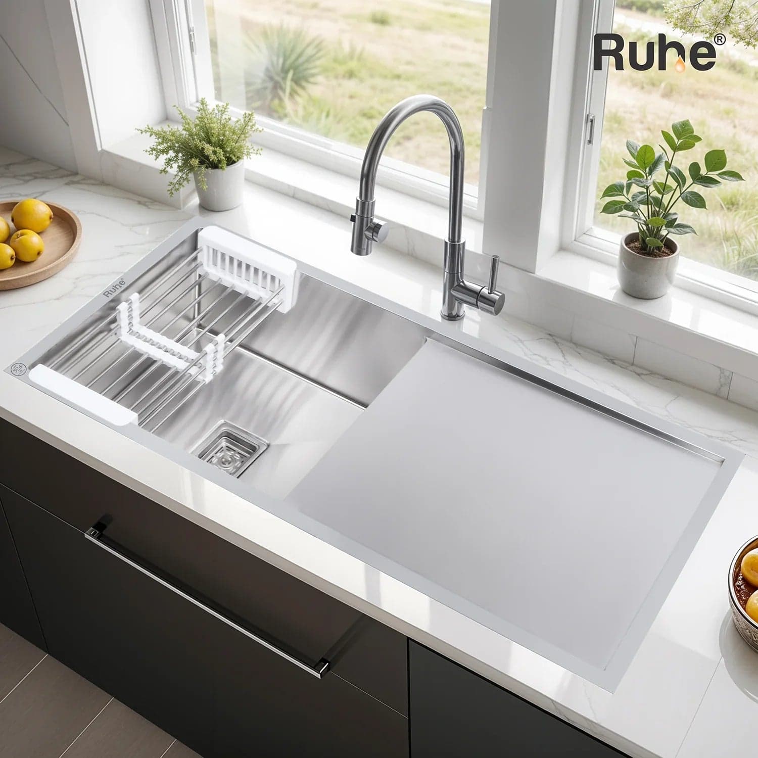 Handmade Single Bowl with Drainboard Kitchen Sink (45 x 20 x 10 Inches)