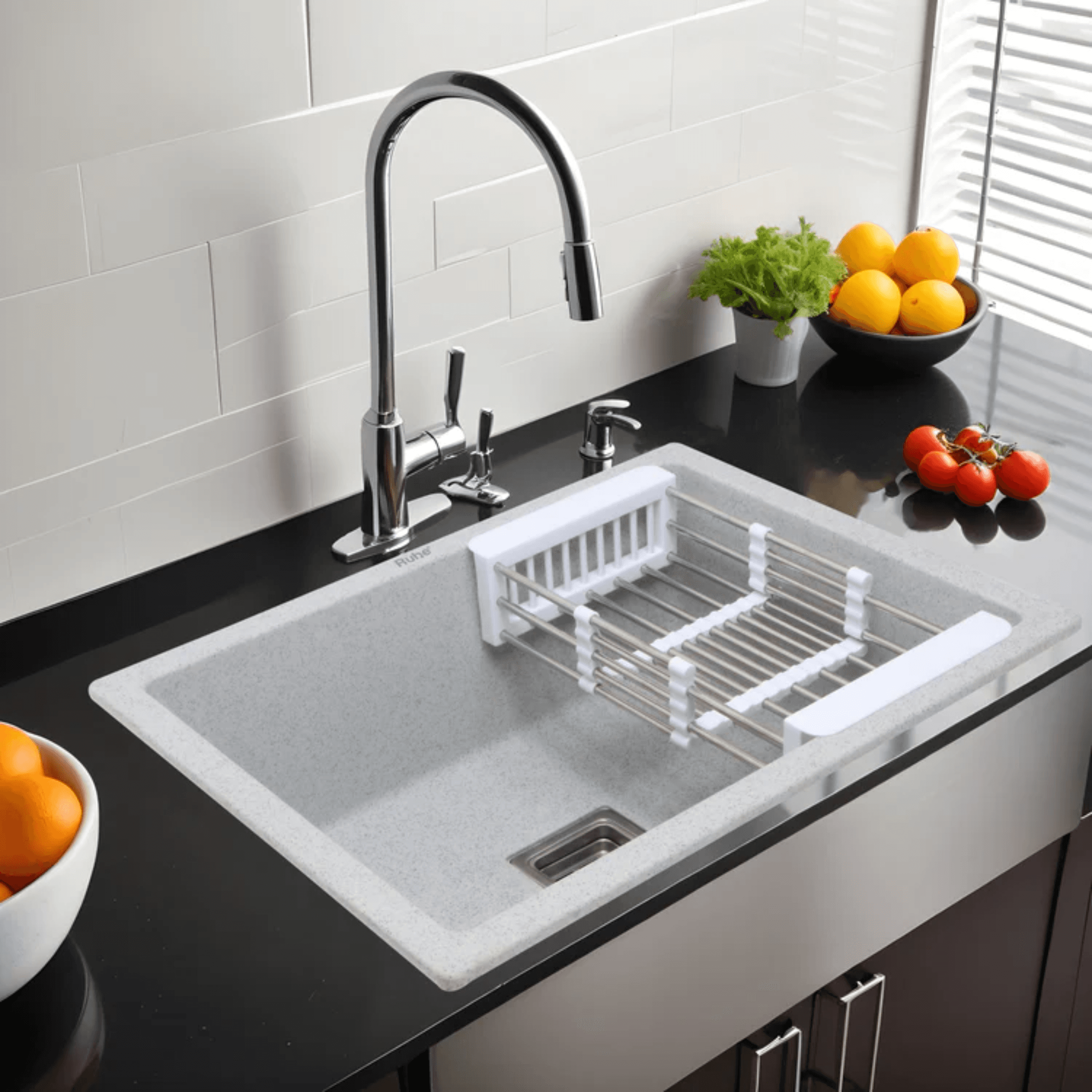 Quartz Single Bowl Kitchen Sink (21 x 18 x 9 Inches)