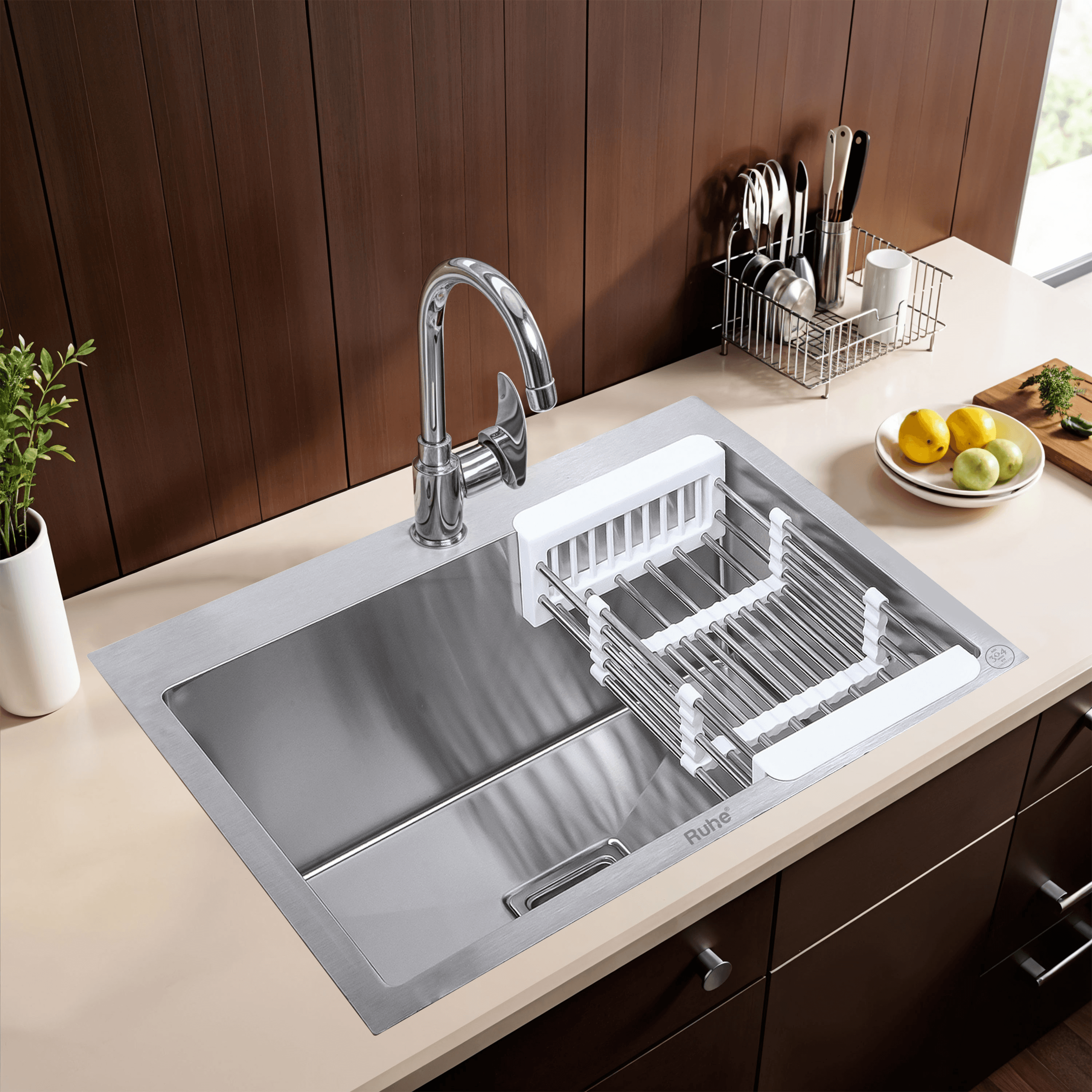 Handmade Single Bowl with Tap Hole Kitchen Sink (20 x 17 x 10 Inches)