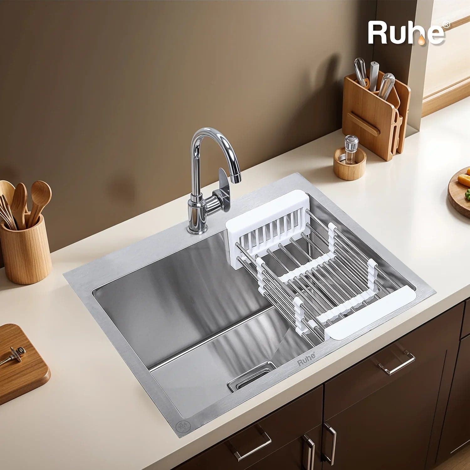 Handmade Single Bowl with Tap Hole Kitchen Sink (22 x 18 x 10 Inches)