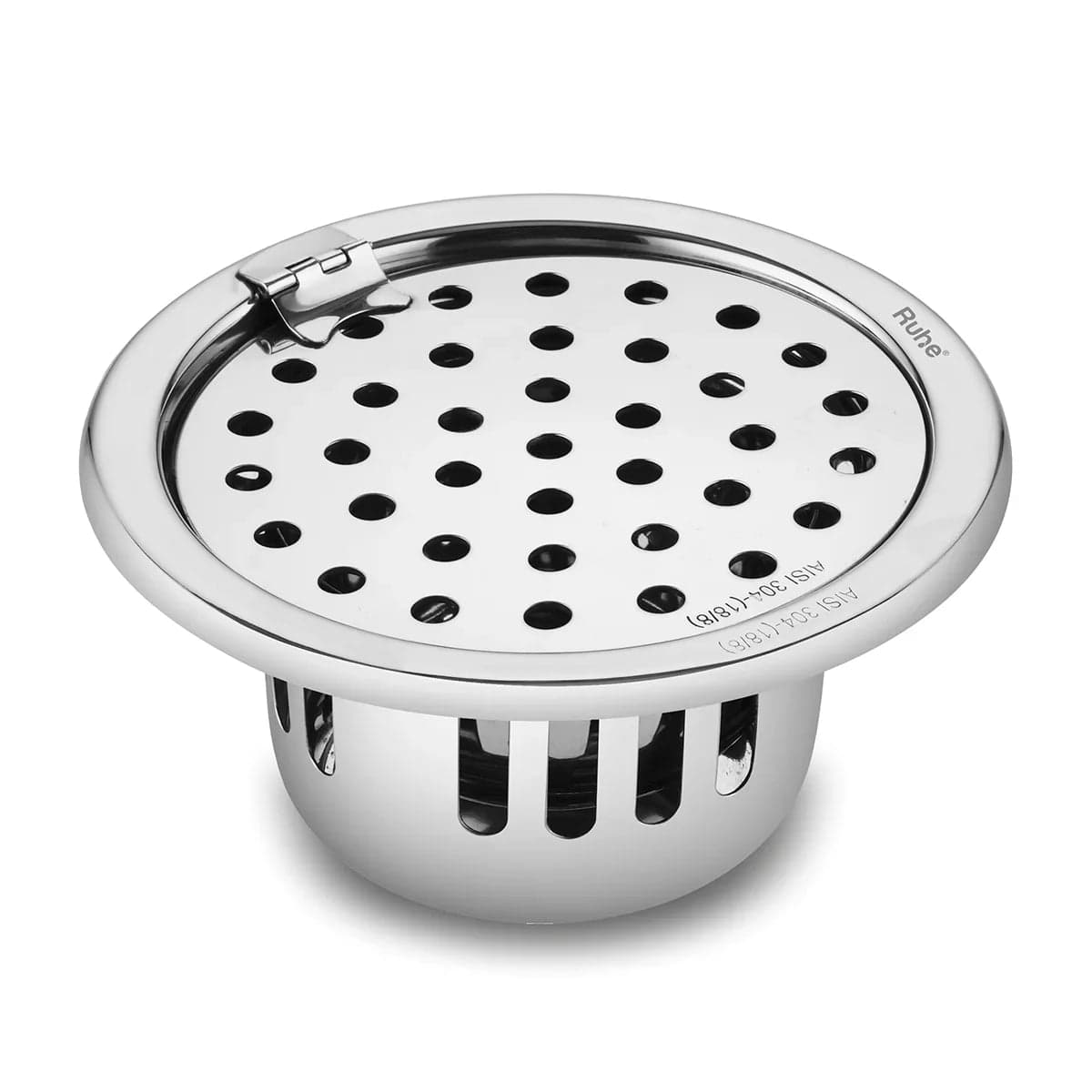 Round 304-Grade Floor Drain with Collar, Hinge & Cockroach Trap (5 Inches) - by Om Sri Balaji