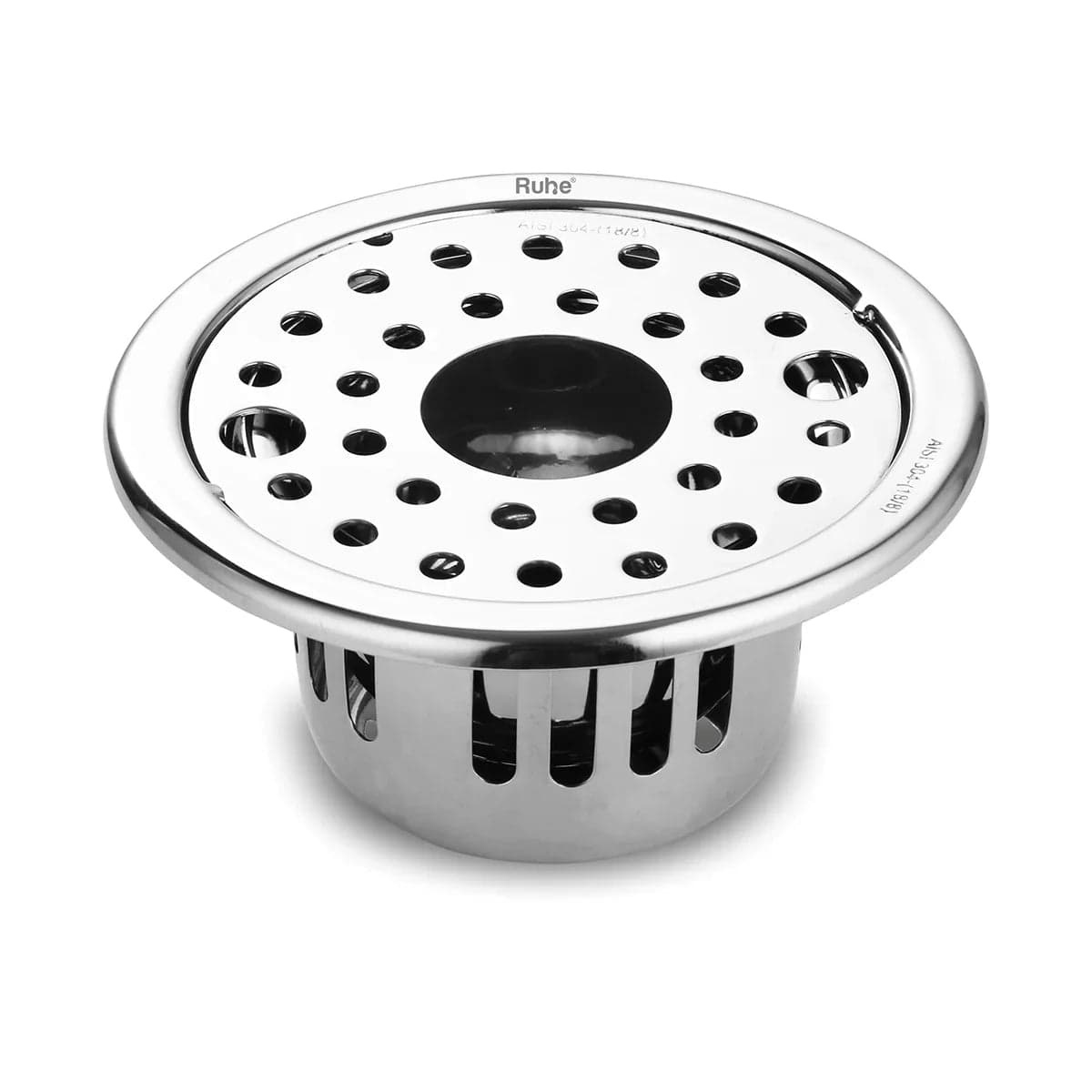 Round 304-Grade Floor Drain with Collar, Lock, Hole & Cockroach Trap (5 Inches) - by Om Sri Balaji