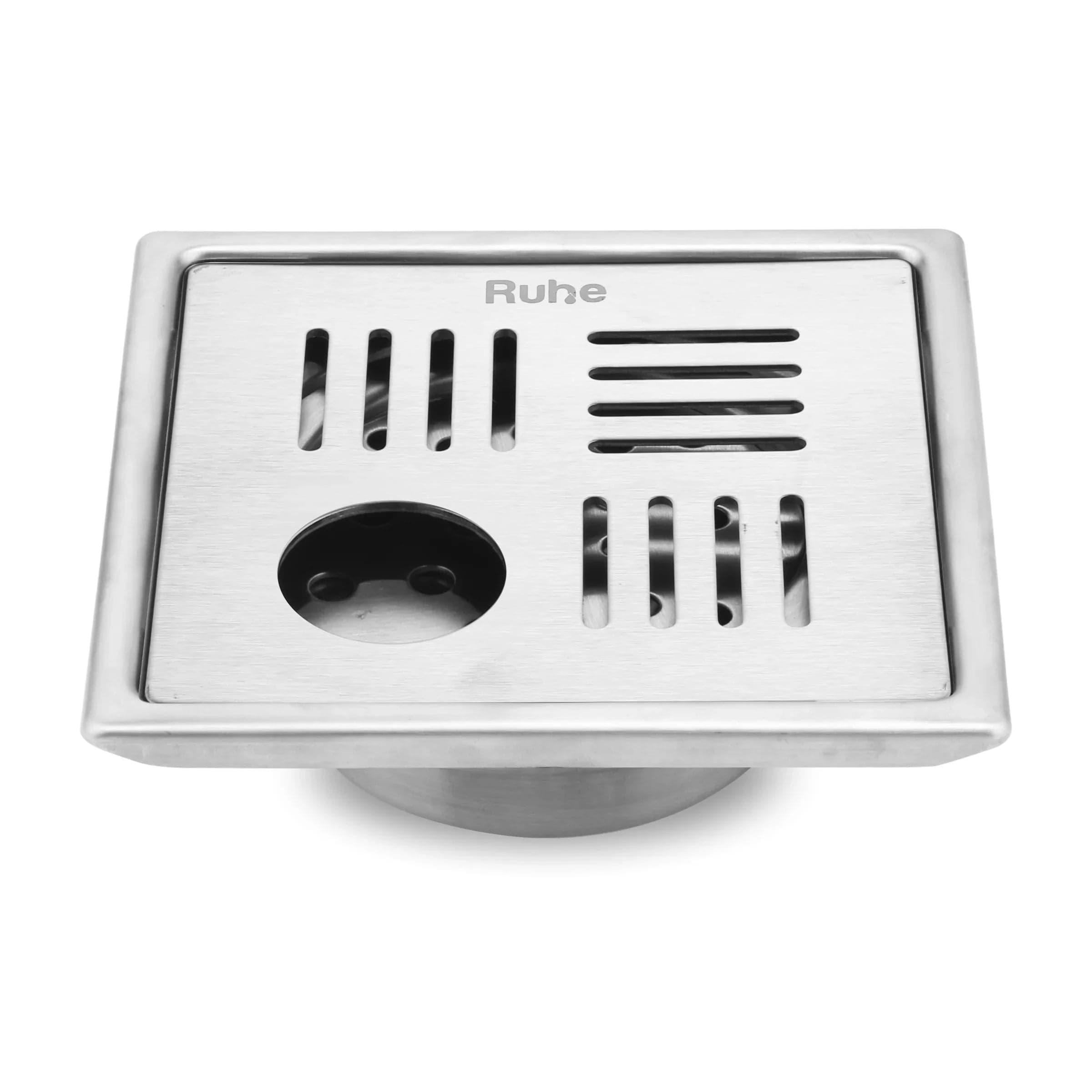 Ruby Square 304-Grade Floor Drain with Collar, Hole & Cockroach Trap (5 x 5 Inches) - by Om Sri Balaji