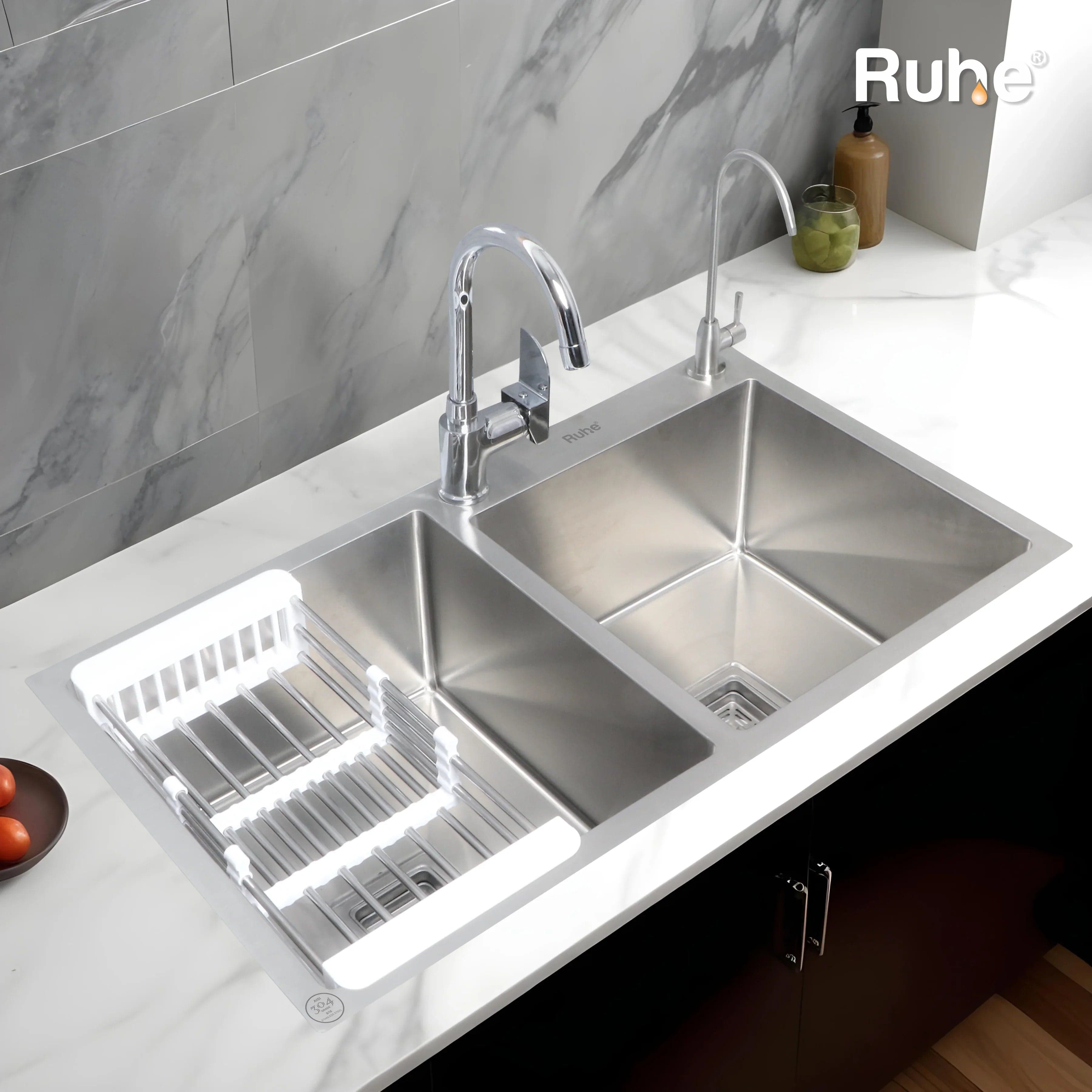 Handmade Double Bowl with Tap Hole Kitchen Sink (42 x 20 x 10 Inches)