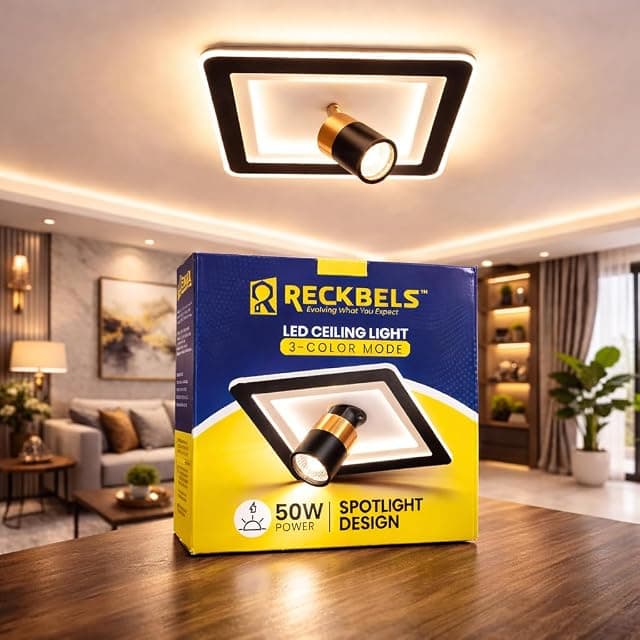 RECKBELS Spotlight 50W LED Ceiling Light 20 cm 3-in-1 Col...