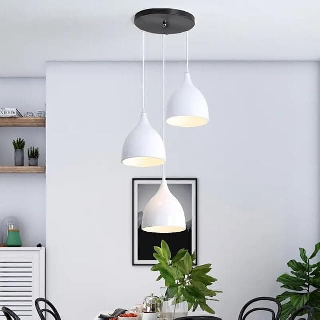 GreyWings Triple Dome White Aluminium Hanging Pendant Lig...