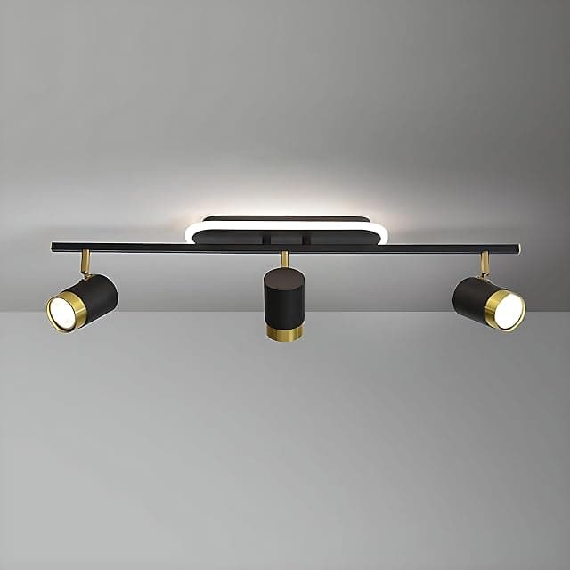 3-Light LED Ceiling Spotlight | Black & Gold Adjustable S...