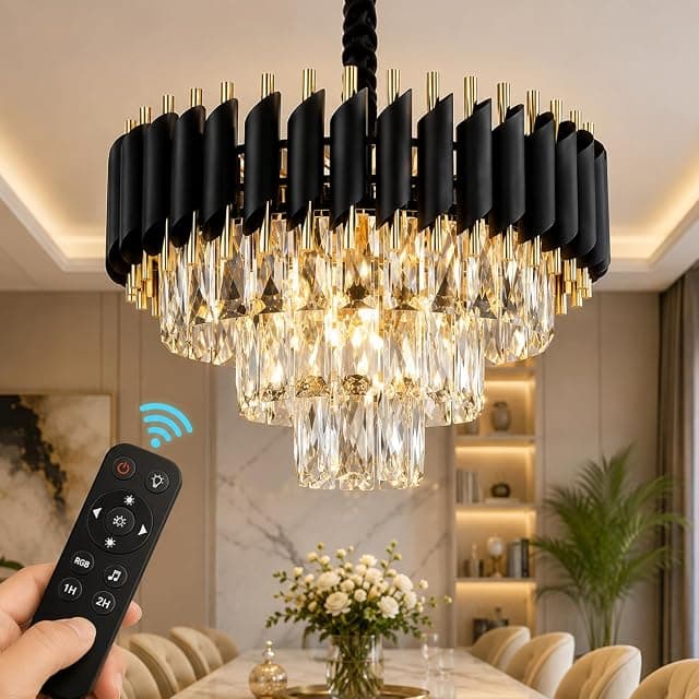 Black Gold Moving 400MM Crystal Chandelier for Ceiling Li...