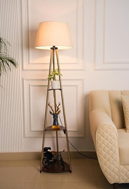 Divine Trends 3 Shelves Floor Lamp Brass Antique Finish 5...