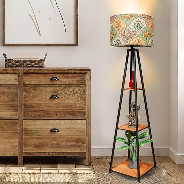 TEKCOOL LED Floor Lamp with for Living Room with 3 Shelve...