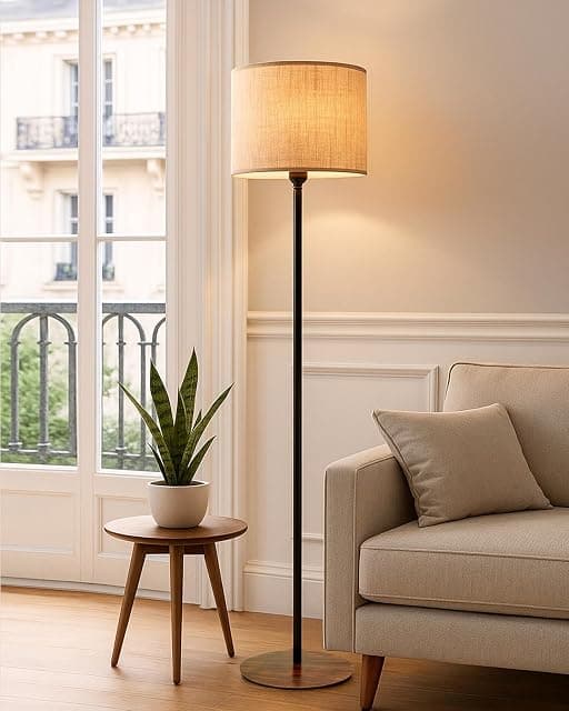 Homesake® Rustic Wooden Floor Lamp for Living Room Decora...