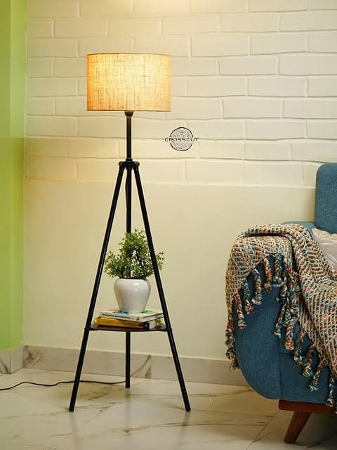 Crosscut Furniture Metal Floor Lamp with Decorative Shelf...