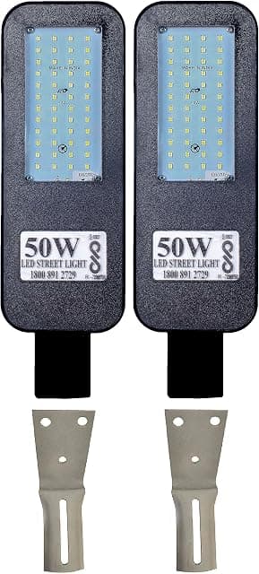 PE 50W LED Street Light Pack of 2 with Wall Clamps - Wate...