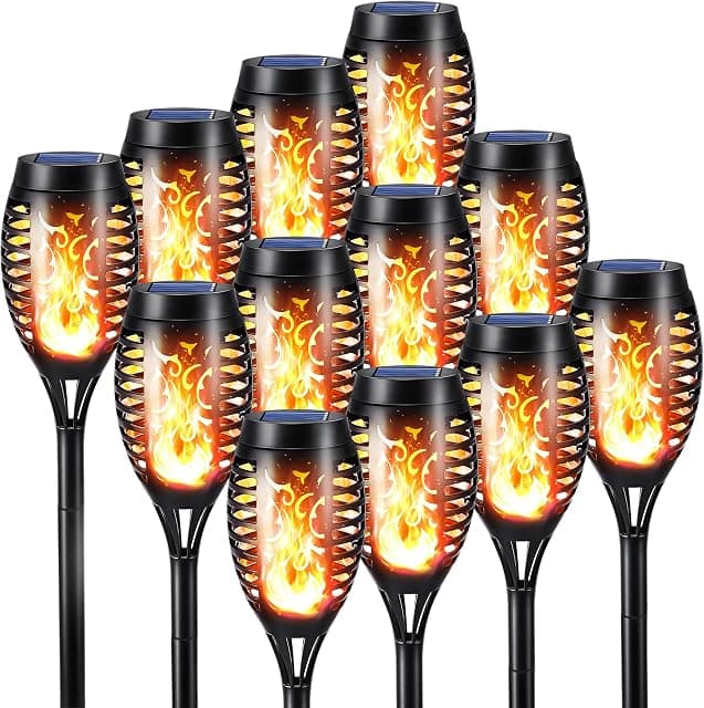 Toodour Polyvinyl Chloride Solar LED Torch Lights Outdoor...