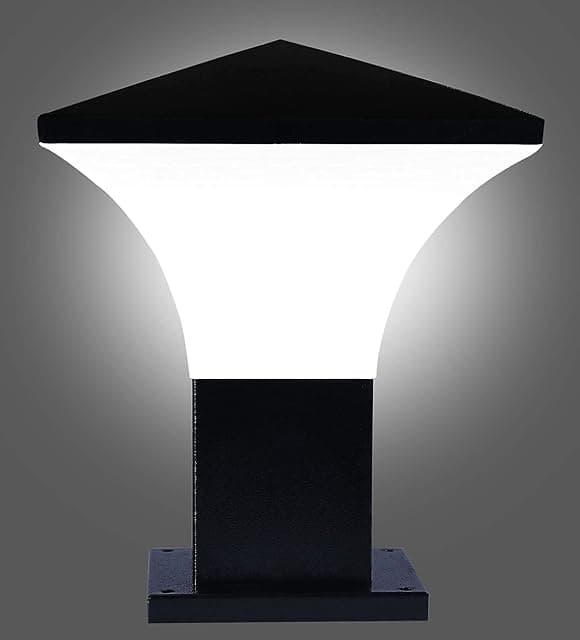 Keypkus Black Metal Outdoor Gate Light for Pillar, Waterp...
