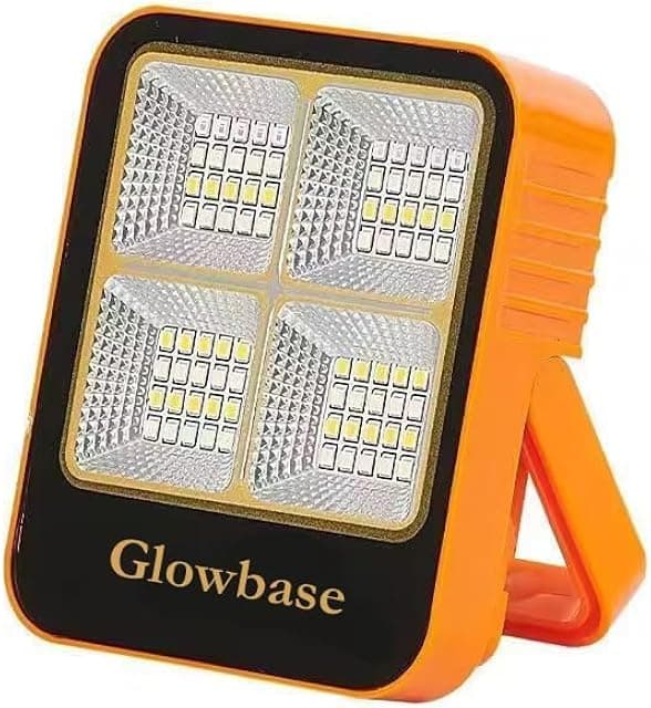GlowBase Solar LED Flood Light, 50W Rechargeable, IP65 Wa...