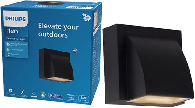 PHILIPS 3W 1-Way Decorative Wall Light | Flash IP 65 Dust...