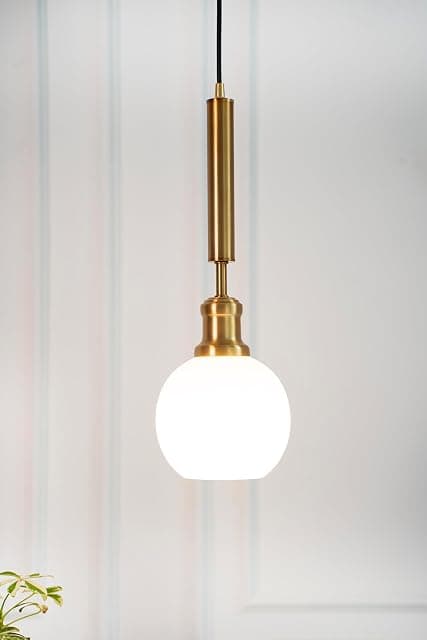 Divine Trends Globe Hanging Pendant Light Antique Brass F...