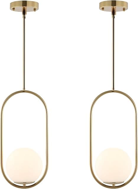 Desidiya Modern Pendant Light, Oval Globe Glass Shade wit...