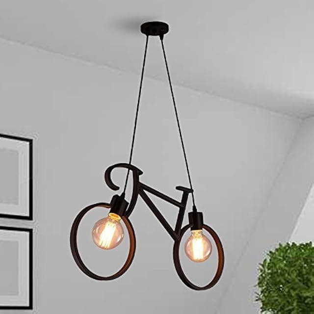 Bicycle Pendant Light Fixture, Industrial Vintage Bike Ch...