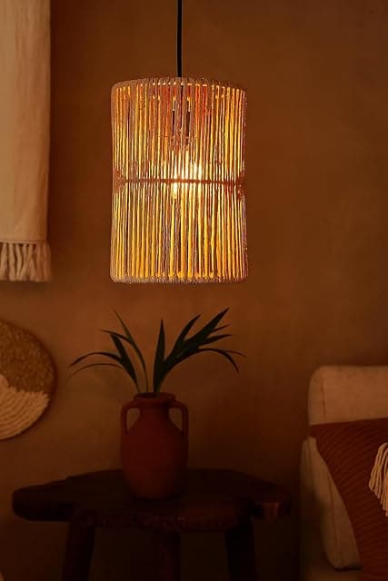 AKWAY Rattan Hanging Light for Living Room | Raffia Seagr...