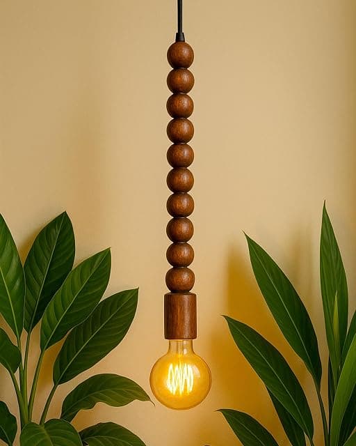 Homesake® Wooden Beaded Pendant Light for Living Room | N...