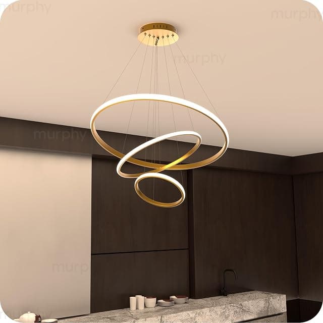 Murphy 3 Ring Modern LED Chandelier Ceiling Lamp | Gold F...