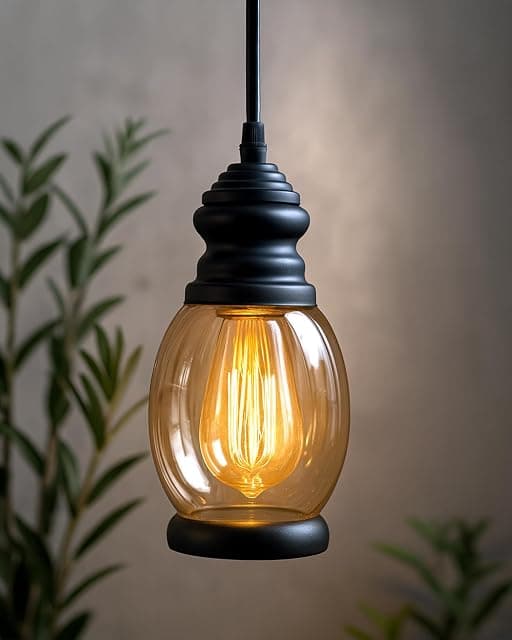 Homesake Vintage Industrial Hanging Pendant Light, Black ...