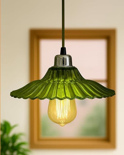 Homesake Vintage Green Glass Pendant Light-Retro Industri...