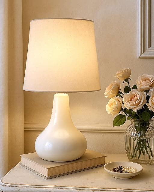 Homesake® Modern Small Ceramic Table Lamp, Warm Light Cla...