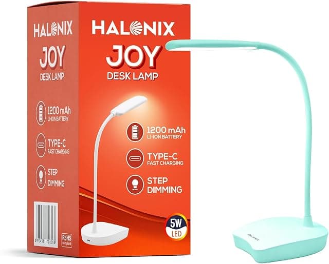 Halonix Joy Rechargeable Desk Lamp with C-Type Charging |...