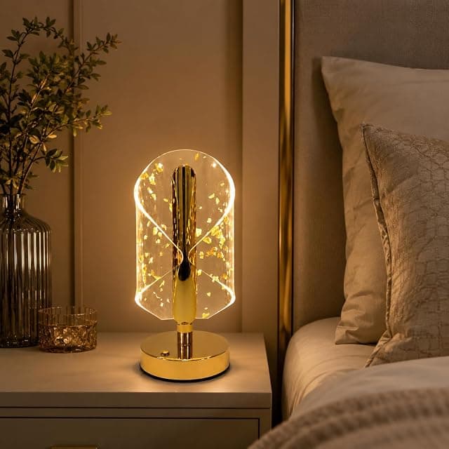 One94Store Modern Gold Crystal LED Table Lamp with Transp...