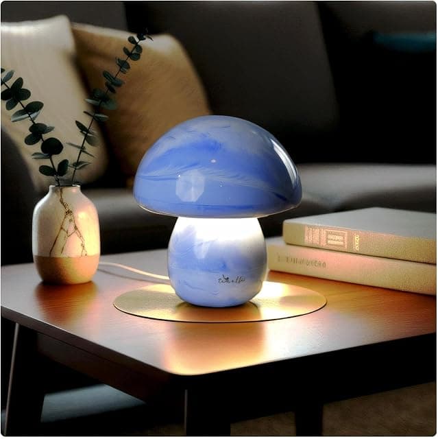 Cute Mushroom Table Lamp with Ceramic Finish | USB-C Rech...