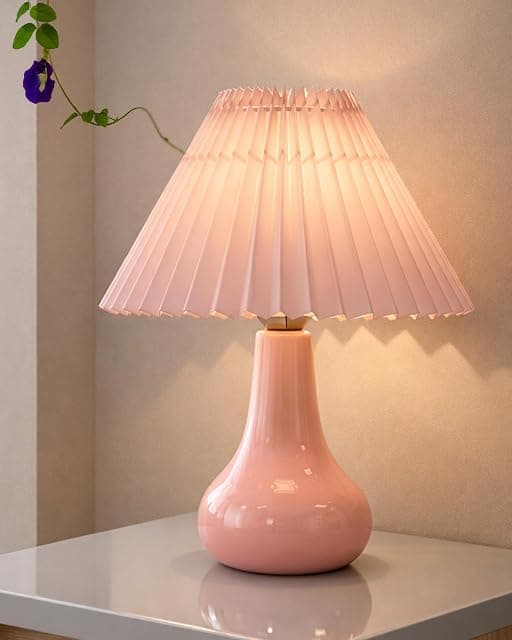 Homesake® Modern Small Ceramic Table Lamp, Classic Bedsid...
