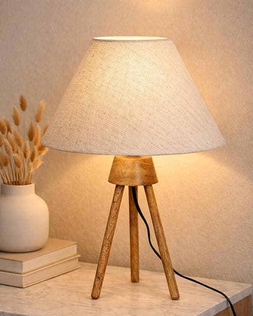 Homesake® Wood Tripod Small Table Lamps, Rustic Antique D...