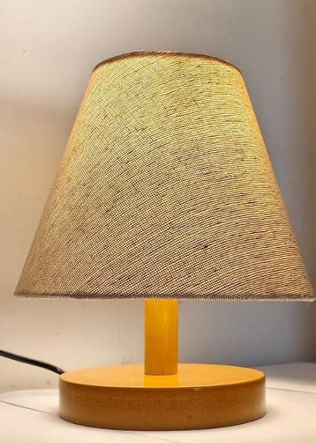 Modern Wooden Bedside Table Lamp with Fabric Shade – Mini...