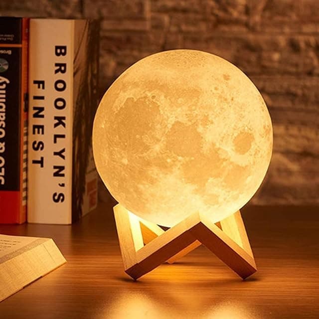 REFULGIX 3D Moon Lamp 15cm with Wooden Stand | 7 Color Ch...