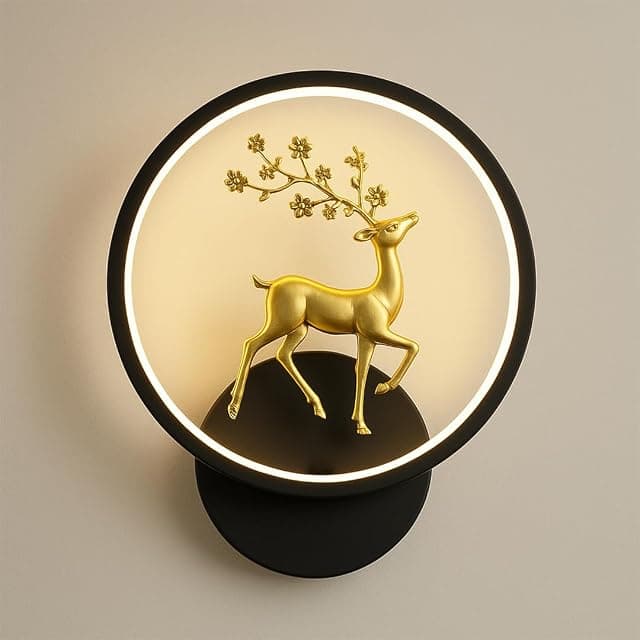 fizzytech LED Deer Wall Light, Round Decorative Wall Lamp...