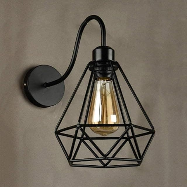 VRCT Vintage Wall Lamp Industrial Black Diamond Metal Cag...