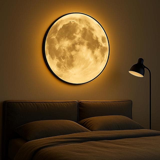 One94Store Metal 3D Moon LED Wall Lamp Modern Art Deco Li...