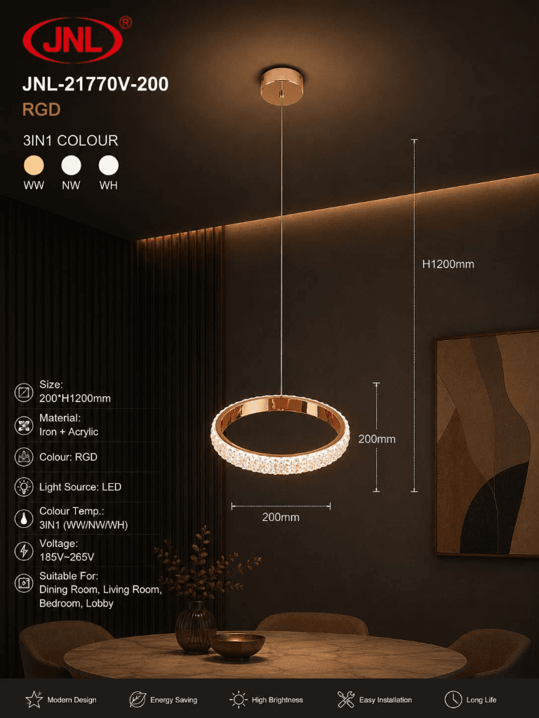 JNL-21770V-200 RGD Single Crystal Ring Hanging Light