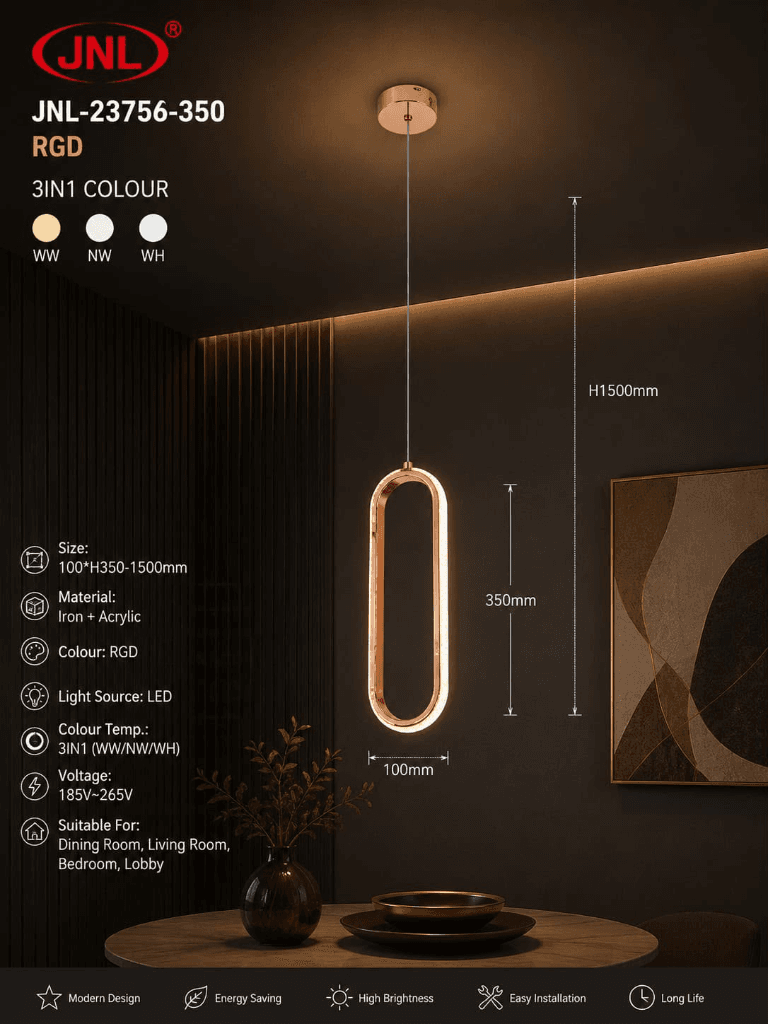 JNL-23756-350 RGD Oval Ring LED Pendant Light 3IN1