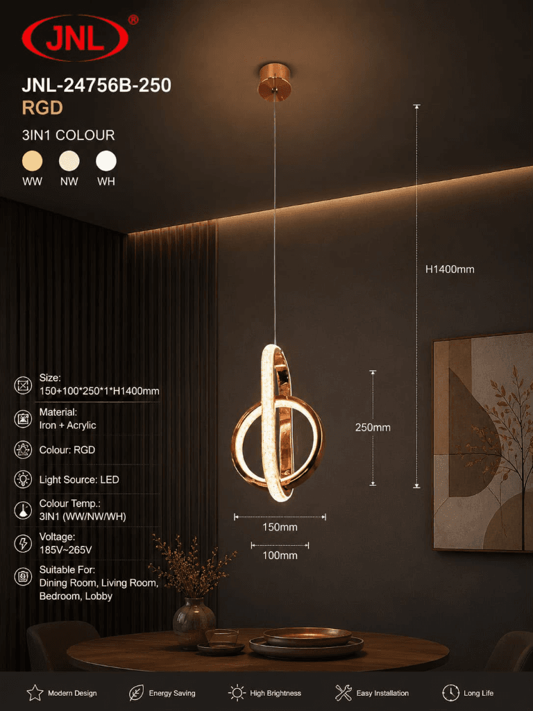 JNL-24756B-250 RGD Intersecting Ring Crystal Chandelier